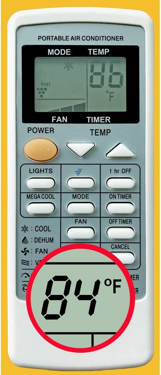 Replacement for Sharp Portable Air Conditioner Remote Control CRMC-A705JBEZ CV-P09LV AY-A9GR CV-2P10SC CV-P09LX CV-P10LC CV-P10MC CV-P10NC CVP10NC-D CVP10NC-R CV-P10PC CVP10PC-D CVP10PC-R, Fahrenheit