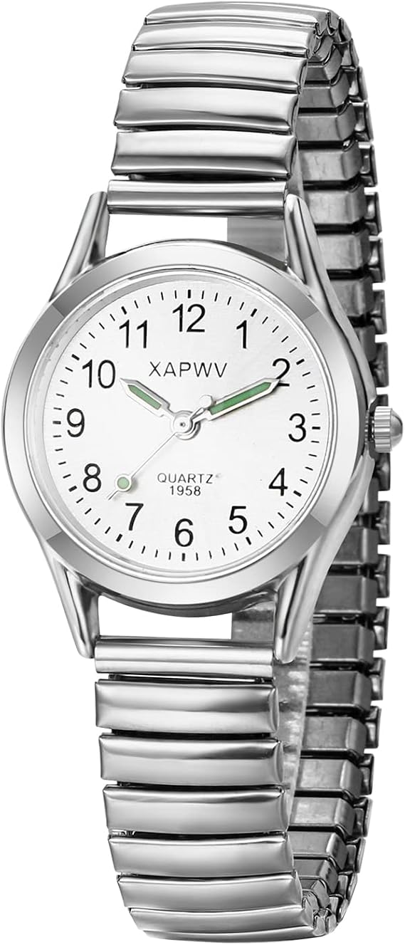 Pair Wristwatch, Couple Watch, Luminous Analog Display, Stylish, Elastic Strap, Quartz Wristwatch, Silver, Men's, Women's, Fashion, Accessory, Birthday, Anniversary, Christmas, Valentine's Day