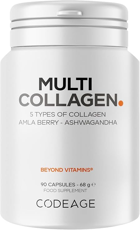 Codeage Multi Collagen Capsules, 5 Types, Ashwagandha, Grass-Fed, 90 Cap