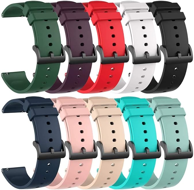 22mm Silicone Bands for Yoever IDW20 LW83 IDW28/QONBINK K62 TG38/Quican IDW13/SENBONO IDW25S/TRAUSI TG08/Jacoosa TG38/Csasan T70/Amazfit Bip 6 Smart Watch, Replacement Quick Release Wacth Straps Women&Men