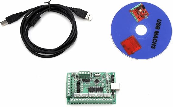 USB CNC Motion Control Card, 4-Axis Breakout Board Controller with 0-10V Analog Output, Optical Isolation Anti-Interference, Compatible with Mach3 Windows