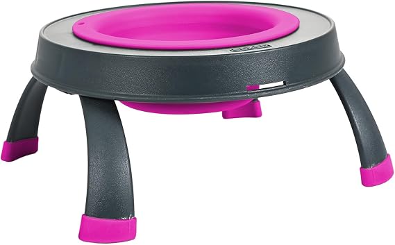 Dexas Pets Elevated Pet Feeder, Small, 1.5 Cup Capacity, Fuchsia, Raised Pet Food and Water Bowl