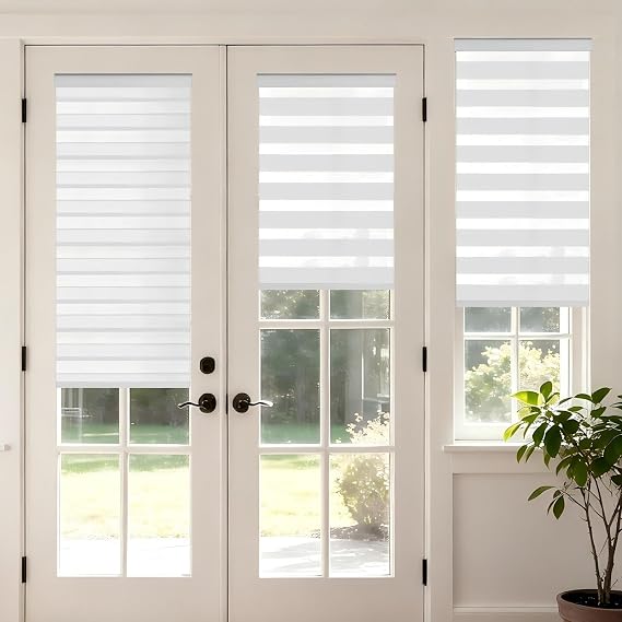 Color-Matched Custom Cordless Zebra Blinds, Light Control for Day and Night, Privacy Light Filtering Dual Layer Window Shade, Energy-Saving Cordless Zebra Blinds for Windows, Window Shade