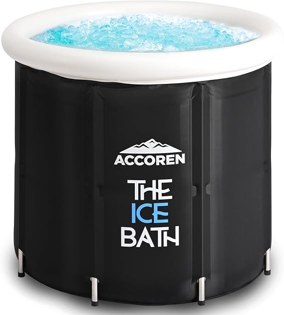 New Upgraded Ice Bath Tub, Metal Support for Athletes, Fitness Lovers - Sturdy Foldable Cold Plunge Tank - Portable Cold Therapy Tub - Modern Cold Plunge Barrel for Adults