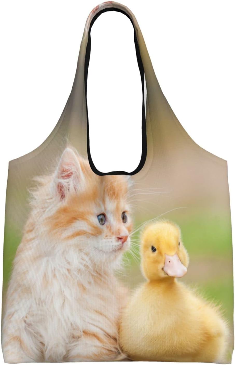 ILIUEND Cat Duck Friends Animal Backrest Eco Bag Shopping Bag Large Capacity Folding Compact Canvas Plastic Bag Lightweight Shopping Bag Tote Bag Convenience Store Anime Goods Character Popular Gift