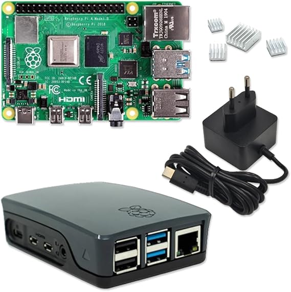 Raspberry Pi 4 4GB Starter Kit Black 5V 3A USB-C Power Supply Housing Heatsink Raspberry Pi 4 Model B 4 GB RAM