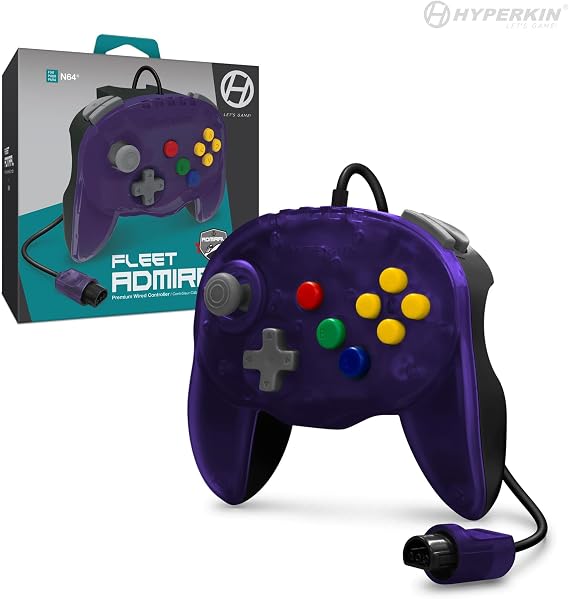 Hyperkin N64® 有線コントローラ オリジナルポート フリートアドミラル ハイパキン Fleet Admiral N64 Wired Controller パープル