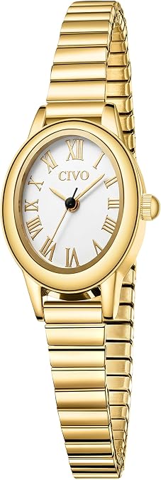 CIVO Small Gold Watches for Women: Vintage Roman, Stretch Expansion Band
