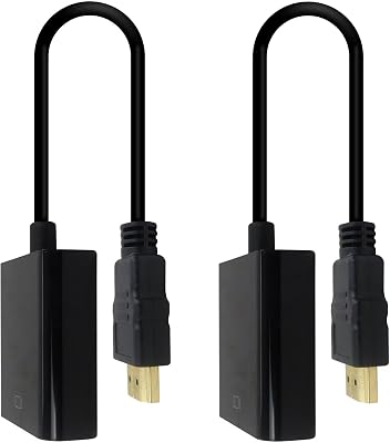 2pcs HDMI to VGA Converter, Gold-Plated Adapter for Computer, Desktop, Laptop, PC, Monitor, Projector, HDTV, for Chromebook, for Raspberry Pi, for Roku, for Xbox & More, Up to HD 1080p