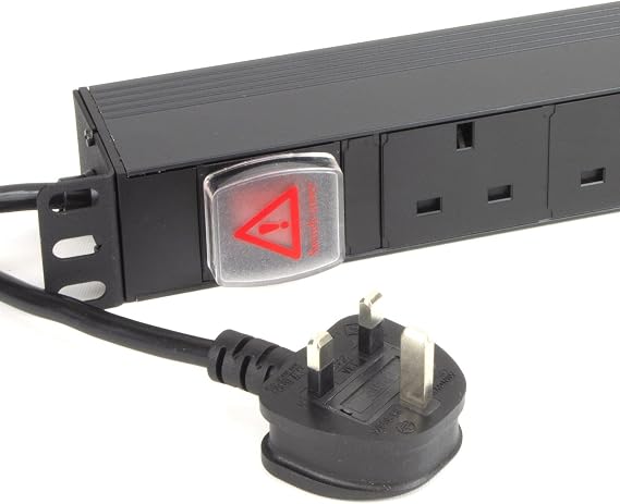 kenable PDU Power Distribution Unit 4 Way UK Sockets 19 Inch Rack Mount 1U Horizontal Switched 13A with 3m Cable