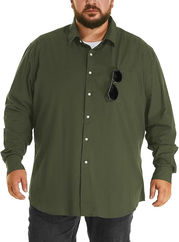 HOdo Big and Tall Mens Cotton Button Down Shirt 2XL-7XL