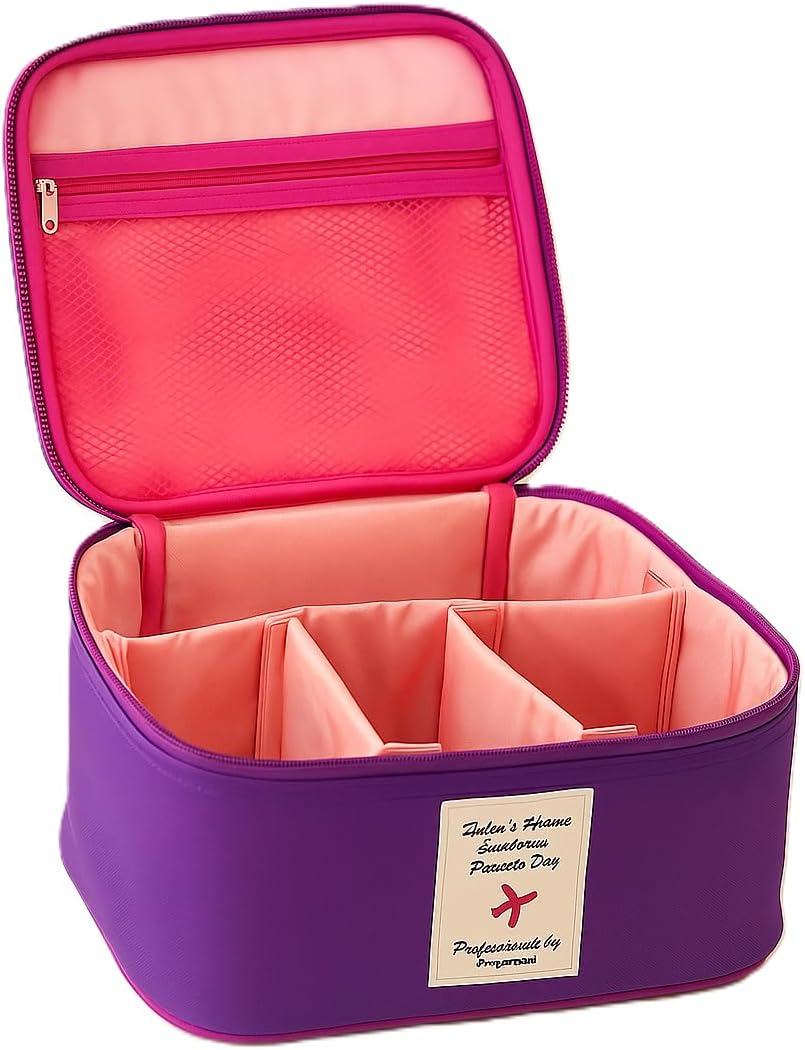 Travel Type Split Makeup Cosmetic Bag Organizer Purple