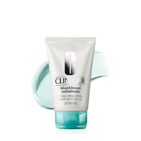 Clinique Blackhead Solutions 7 Day Deep Pore Cleanse & Scrub, Daily Face Cleanser Facial Scrub With Salicylic Acid + Vitamin E For All Skin Types, 4.2 Fl Oz