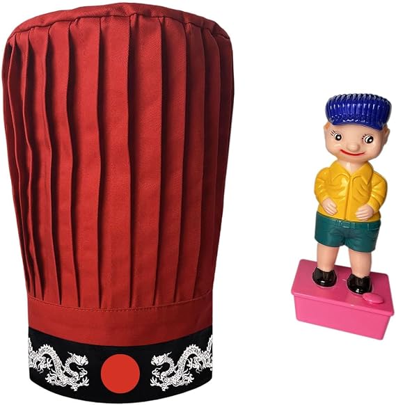 Hibachi Chef Tall Hat in Red with Headband and Wee Wee Squirting Boy