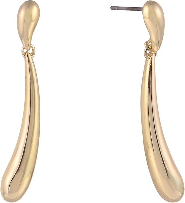 Daisy Fuentes Gold Tone Linear Curved Bar Earrings