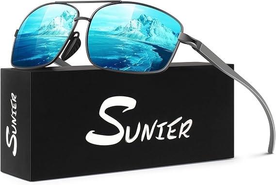 Sunier Polarized Sunglasses Men Women,Lightweight Al-Mg 100% UV400 Shades