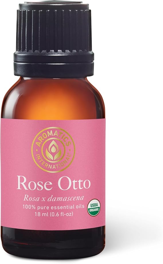 Aromatics International Premium Organic Rose Otto Essential Oil 18ml | 100% Pure Essential Oil for Diffusion & Aromatherapy