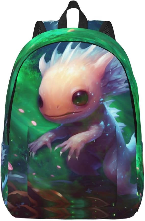 Axolotl Pink Casual Large Capacity Backpack, Lightweight Daypack For Work, Travel
