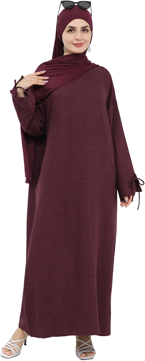 Women 1PC Abaya Dress Simple Kaftan Eid Dress for Women Muslim Casual Robe Fashion Jilbab Dubai Travel Outfits