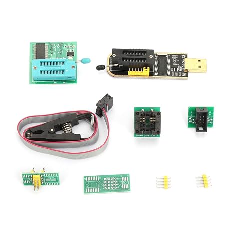 USB Programmer, CH341A USB Programmer + SOP8 Test Clip + 1.8V Adapter + SOP8 to DIP8 Converter Module