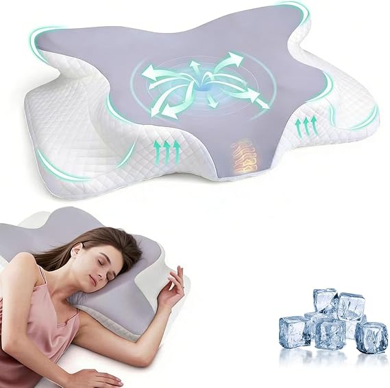 Memory Foam Pillow for Neck and Shoulder Pain,Orthopedic Cervical Pillow,Ergonomic for Side Sleeper,Superior Comfort for Side, Back & Stomach Sleep,Blue