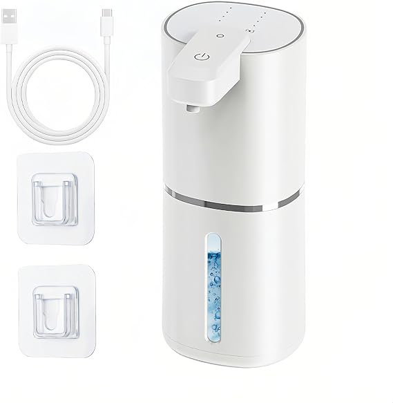 Tiiyee Automatic Foaming Soap Dispenser, 12.8oz/380ml Touchless Foam Dispenser USB Rechargeabled Wall Mounted Smart Dispensing 4 Gear Adjustable for Household Bathroom Kitchen Office Hands Free(Foam)