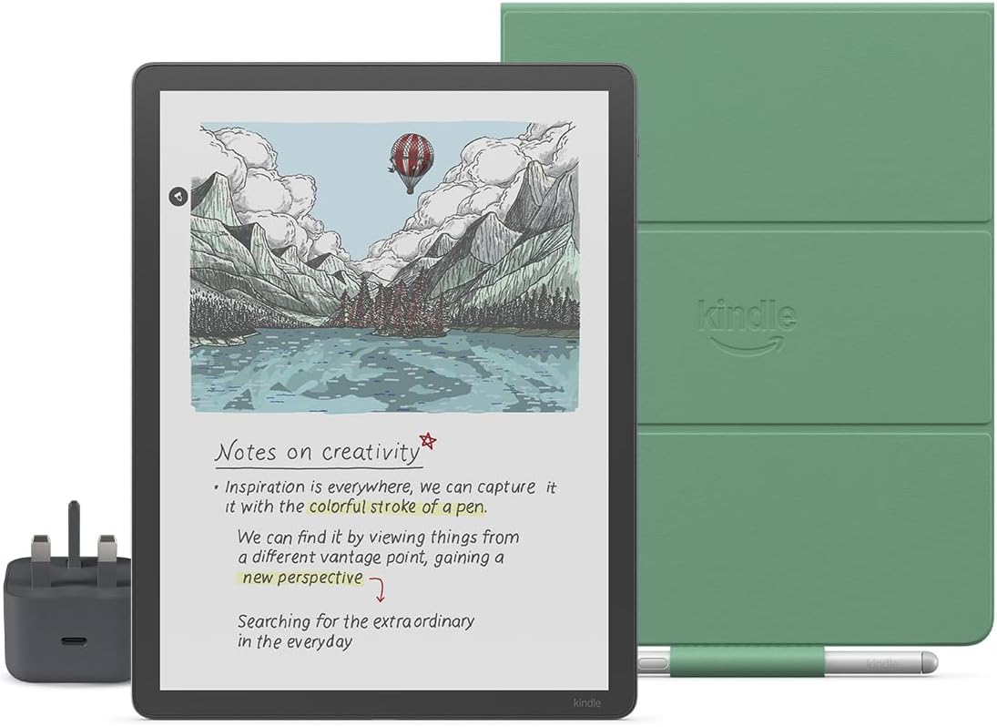 New Amazon Kindle Scribe Colorsoft 64 GB (Graphite) + Premium Pen + Plant Based Cover (Matcha) + USB-C Charger