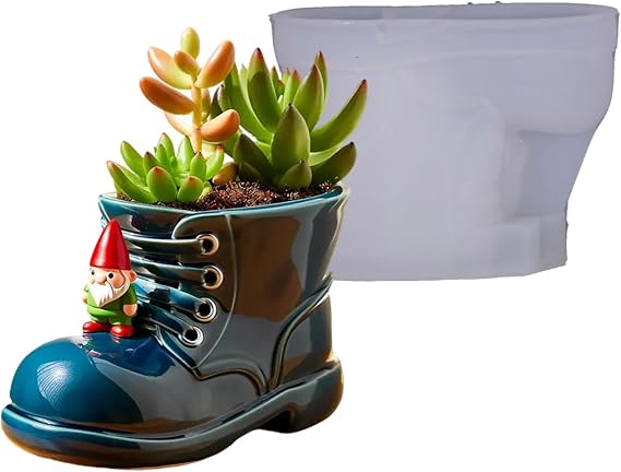 Creative Work Boot Vase Silicone Mold for Resin Jewelry Container Making Planter Candle Holder Mould