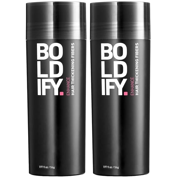 BOLDIFY Hair Fibers for Thinning Hair, for Women & Men, Black 56g x2
