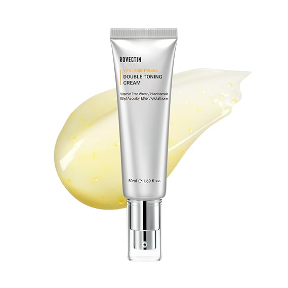 ROVECTIN Vita Double Toning Cream 1.7 fl oz, 50ml Radiant, Hydrating, Glutathione & Niacinamide Face Cream for Dark Spots, Uneven Skin Tone, Sensitive Skin Vegan, Lightweight, Non-Irritating
