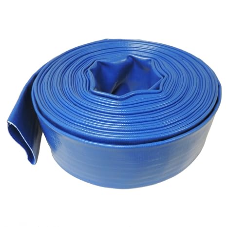 50 ft - 6 Bar Heavy Duty Reinforced PVC Lay Flat Discharge and Backwash Hose (1.5" Dia. x 50 ft)