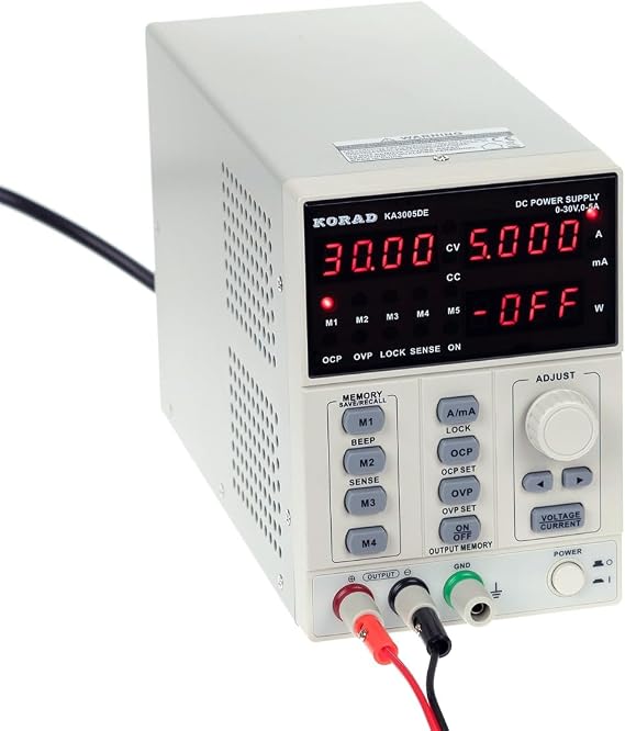 KA3005DE Linear Regulated Bench Power Supply Adjustable DC 30V 5A / 150W for Electronics Lab Testing - Low Noise, Digital Display, Memory Presets, CC/CV Operation, Switchable 110 / 220V