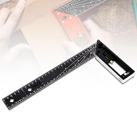 Multi-Angle Measuring Ruler-High Quality Professional Measuring Tool, Universal Combination Angle, 45/90 Degree Multifunctional Gauge Right Angle Ruler for Precise Measuring, Drawing (Black)
