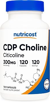 Nutricost CDP Choline Citicoline 300mg, 120 Vegetarian Capsules - Non-GMO, Vegetarian Friendly, Gluten Free