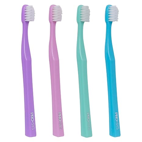 PRO-SYS Extra Soft Toothbrush with Double Tapered Bristles for Extra Sensitive Gums, Pack of 4 (ADA Accepted)