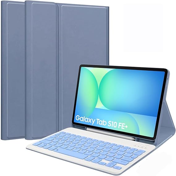 Fogy Samsung Galaxy Tab S10 FE+ Plus 13.1 inç 2025 Model (SM-X620/X626) İle Uyumlu Bluetooth Türkçe Q Klavyeli Kılıfı (Tablet Değildir) (Levender)