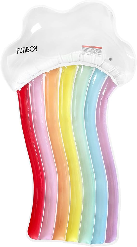 FUNBOY Giant Inflatable Rainbow Lounger Float, Luxury Raft for Summer Pool Party and Entertainment