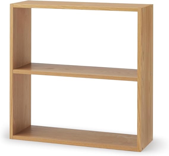 MUJI 37263215 Stacking Shelf, Wide, 2-Tier Oak, Width 32.1 x Depth 11.2 x Height 32.1 inches 81.5 x 28.5 x 81.5 cm