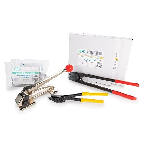 IDL Packaging - P.SSK.12.600 PRO 1/2" x 600 ft. Steel Strapping Kit, 1100 lbs. Break Strength - Include Consumables for up to 300 Strapping Cycles