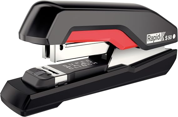 Rapid Stapler 50 Sheet Capacity Flat Stapler Black/Red Ergonomic Plastic S50 5000544