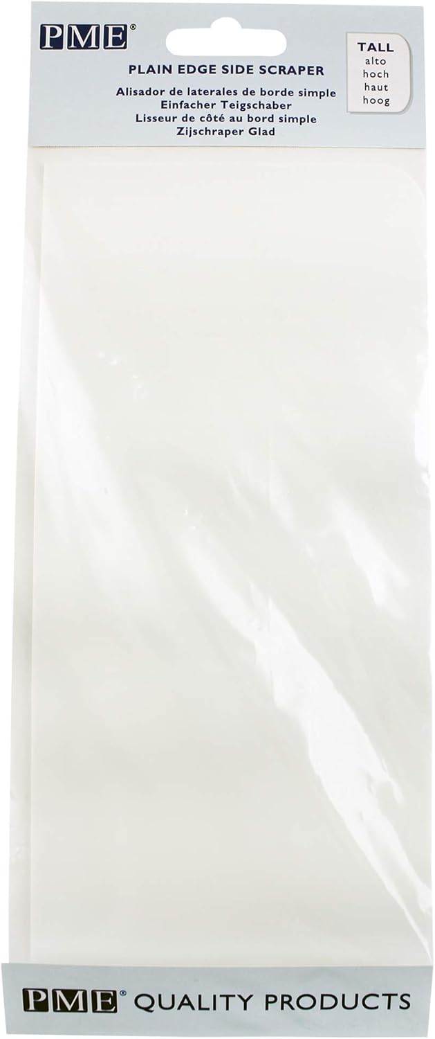 PME Cake Decorating 8 Tall Plain Edge Plastic Side Scraper 8 x 3.7 Inches, White, Standard