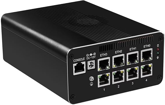 Mini PC Firewall Micro Appliance, 8 Port i226V 2.5GbE LAN, 12th Generation Intel Pentium Gold 8505 Mini PC, Model AI403 Mini PC, USB3.2, Type-C, TF, Console COM, 4 Screen Output, DDR5 32GB RAM