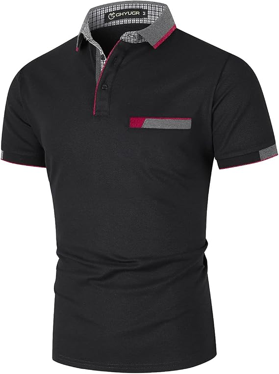 GHYUGR Men's Short Sleeve Polo Shirts Contrasting Colors Golf Tennis T-Shirt