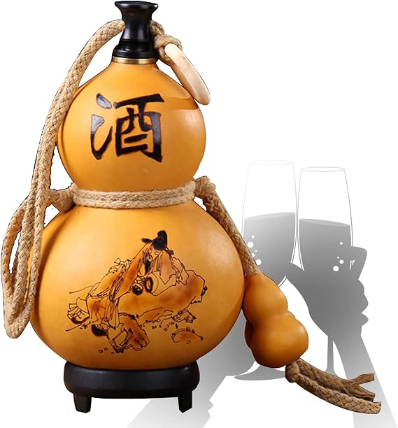 Wine Gourd Jug, Beeswax Anti-seepage Hip Flask, Outdoor Portable Water Bottle, Easy to Clean, with Gourd Pendant, Home Decoration Empty Bottle (Size : 250ml)