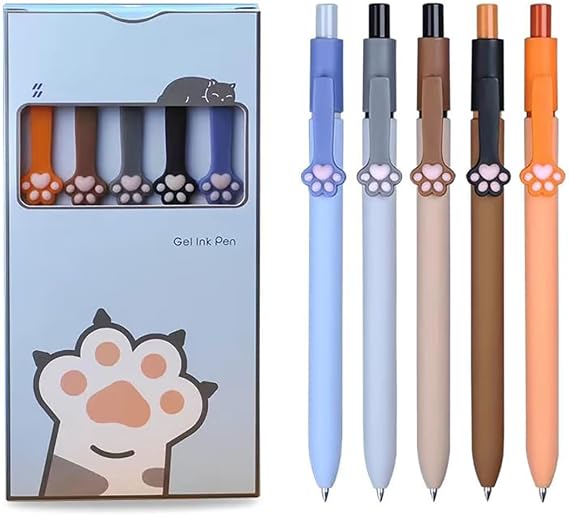 Gel Pens, 0.5mm Quick Dry Black Pens Fine Point Smooth Writing Pen, Cute Pens Ballpoint for Office School Home Stationery Supplies, Ink Pen for Journaling Note Taking, Cat Gifts for Women Animal Lover