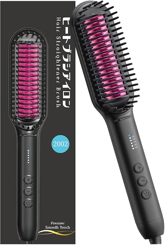 Heat Brush Hair Brush Iron 2WAY Curl/Straight Hair Iron Burn Prevention Electric Heat Hair Brush 210℃ Pro Specification 130℃～210℃ 5-Stage Temperature Adjustment 60 Second Stand-Up Dry and Wet Use