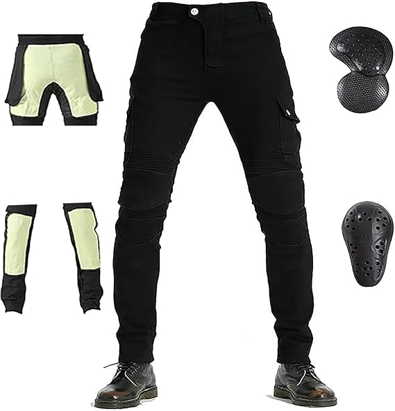 LOMENG Motorcycle Riding Pants Men with CE Armor Motorbike Dual Sport Jeans