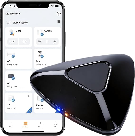 RM MAX-Matter Smart Home Hub Matter Compatible Universal Remote Control with Code Learning Function for WLAN and BLE for IR and RF Devices Compatible with Alexa and Google Home (Only 2.4 GHz WiFi)