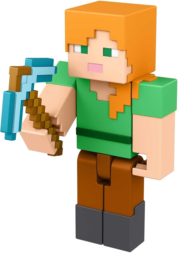 Minecraft Alex Action Figure, 3.25-in, with 1 Build-a-Portal Piece & 1 Accessory, Building Toy Inspired by Video Game, Collectible Gift for Fans & Kids Ages 6 Years & Older