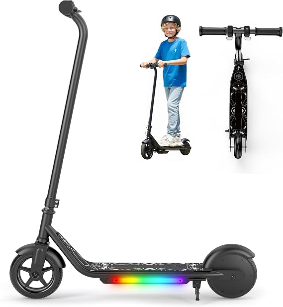 Electric Scooter for Kids Ages 6-12, 150W Motor,10 Mph Max Speed, LED Display, K2-2 Speeds (6/10 MPH), K2 Pro-3 Speeds, Magnetic Charging, Colorful Light, Dual Brake Scooter for Girls Boys